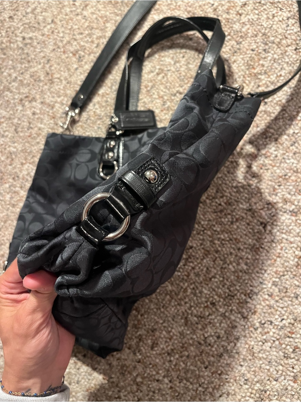 Coach Black Ashley Signature Tote Bag with Removable Strap - Picture 9 of 15